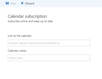 visar vart man ska ange URL för kalendern