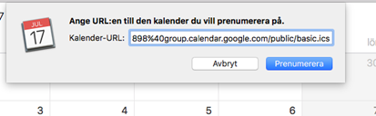 Visar vart URL ska anges